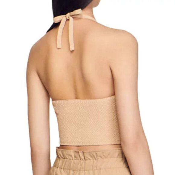 Sandro Muguette Crochet Halter Crop Top - Picture 3 of 8